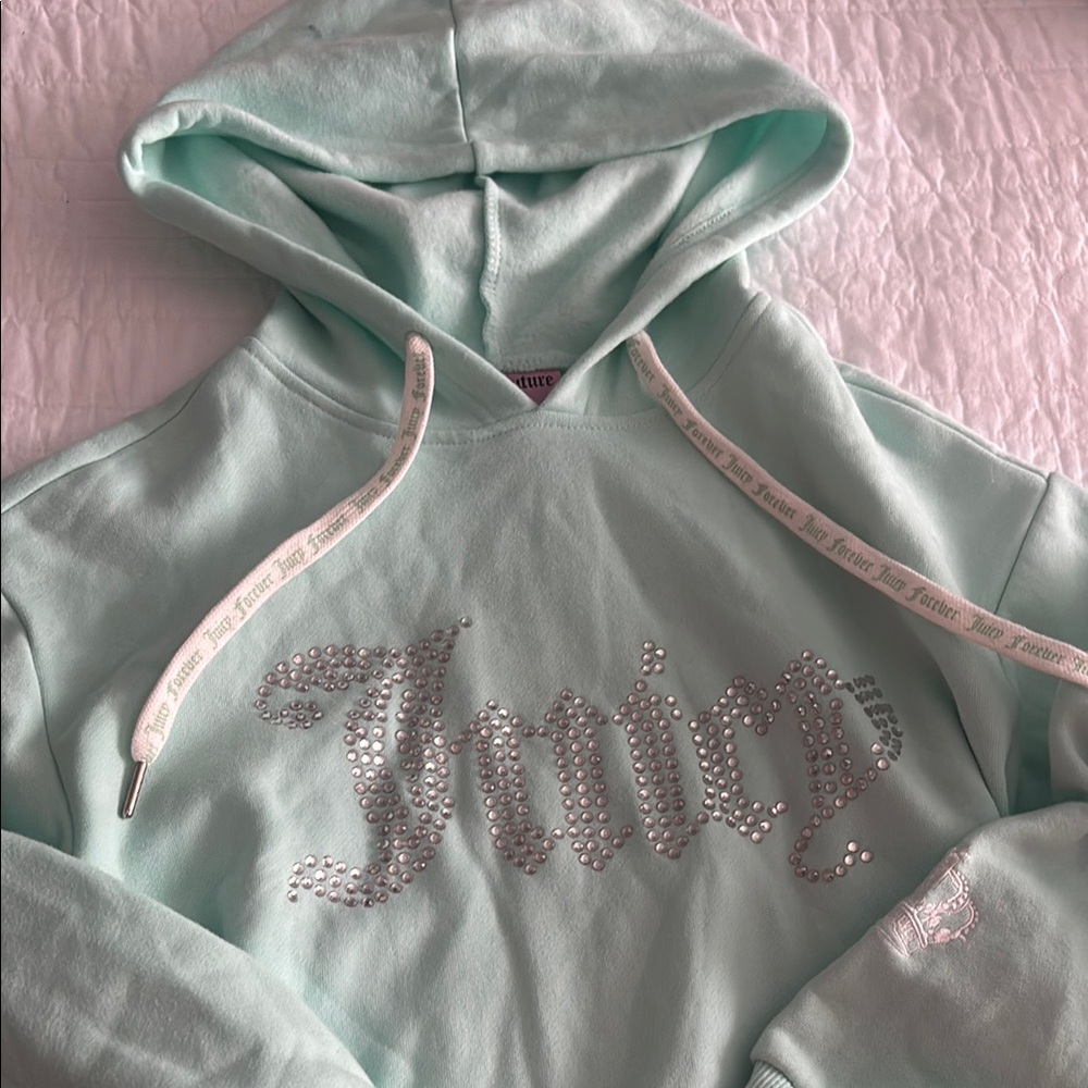 Juicy Couture Light Green Hoodie with Sparkling Logo